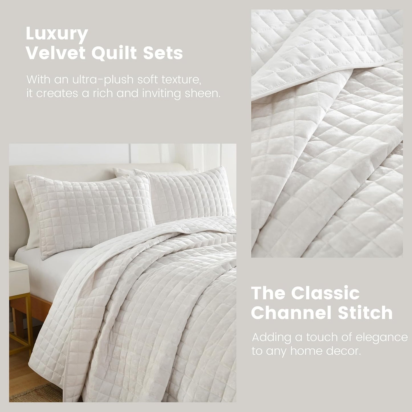 Secgo Queen Comforter Set for Bed - Velvet Quilts Queen Size, Black Bedspreads (90 * 98 Inch) with 2 Pillow Shams, Patchwork Reversible Lightweight Bedding