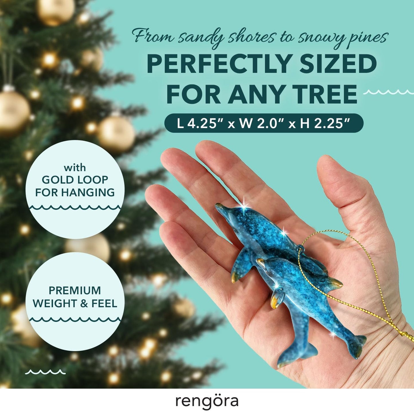 Hand-Painted Beach Christmas Ornament – Coastal Tree Decoration for Ocean Lovers – Unique Nautical Ornament for Christmas Tree or Stocking Stuffer Gift (Mother and Baby)