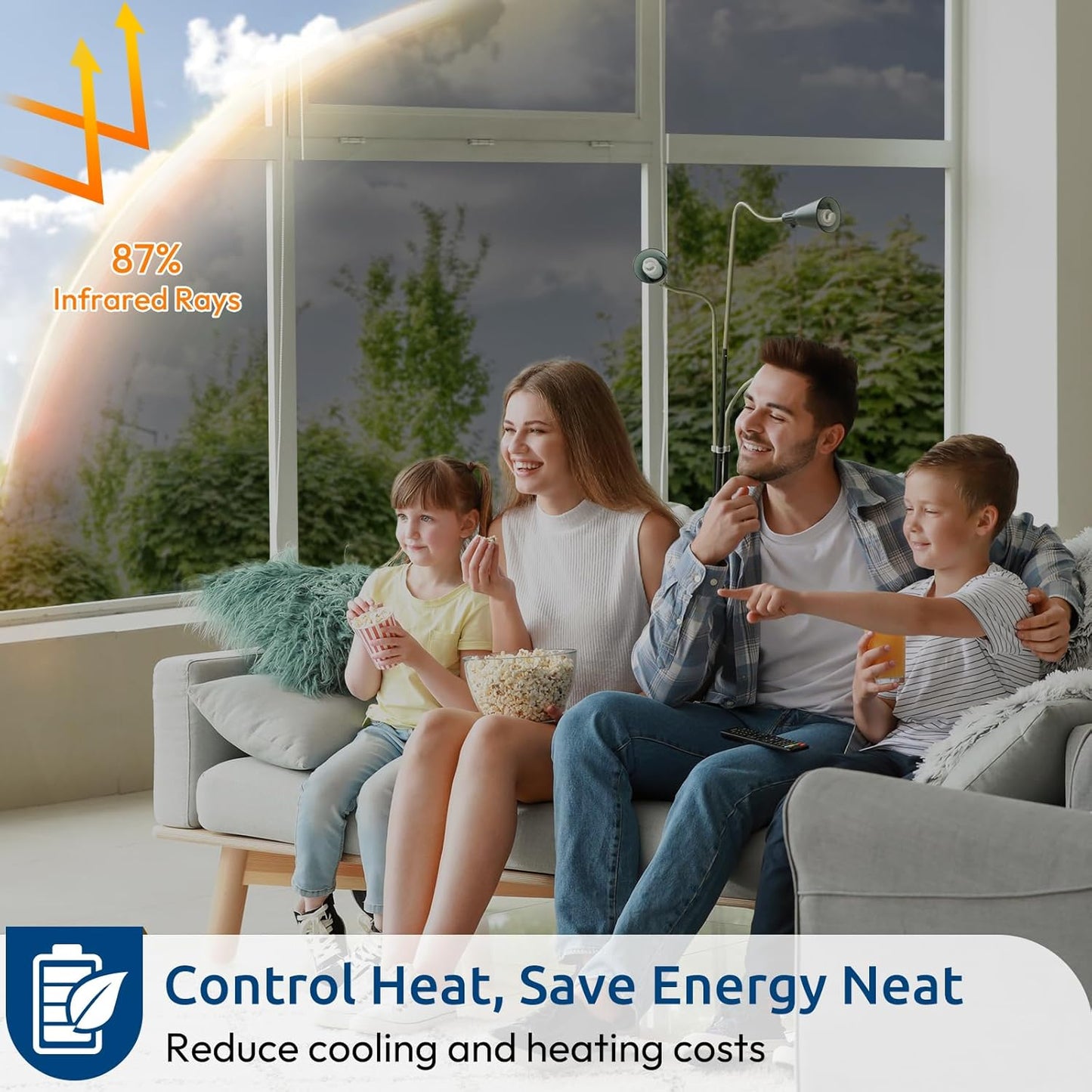 rabbitgoo Window Privacy Film One Way Window Tint for Home, Removable Reflective Heat Sun Blocking Anti UV Glass Door Covering, Mirror Tinting Film House Office, 23.6 in X 13.1 Feet, Black Silver