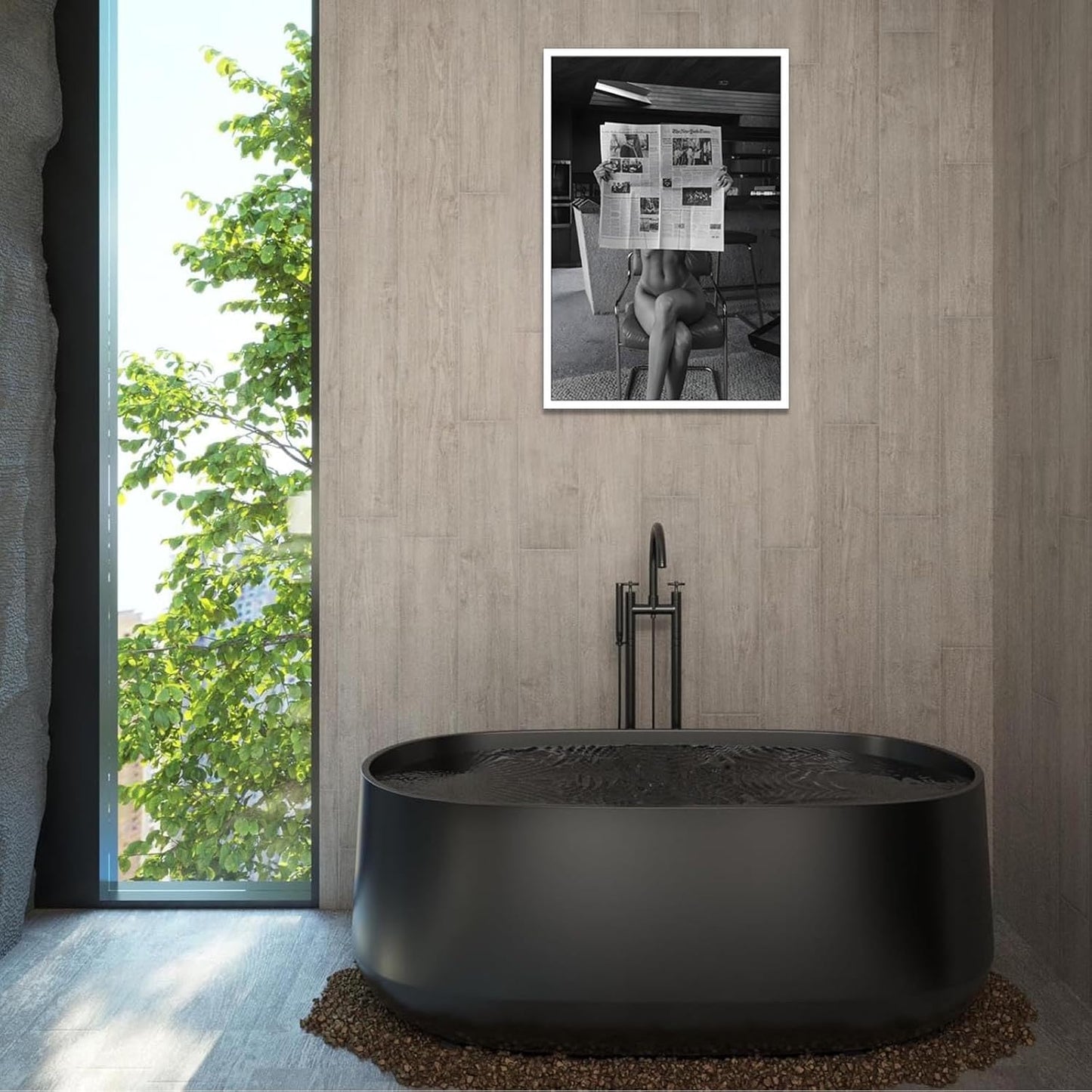 Liyark Sexy Glamorous Reader Poster Feminist Art Black and White Preppy Canvas wall art Retro Room Aesthetic Newspaper prints painting Trendy Naked Women Art wall decor 24x36in Unframed