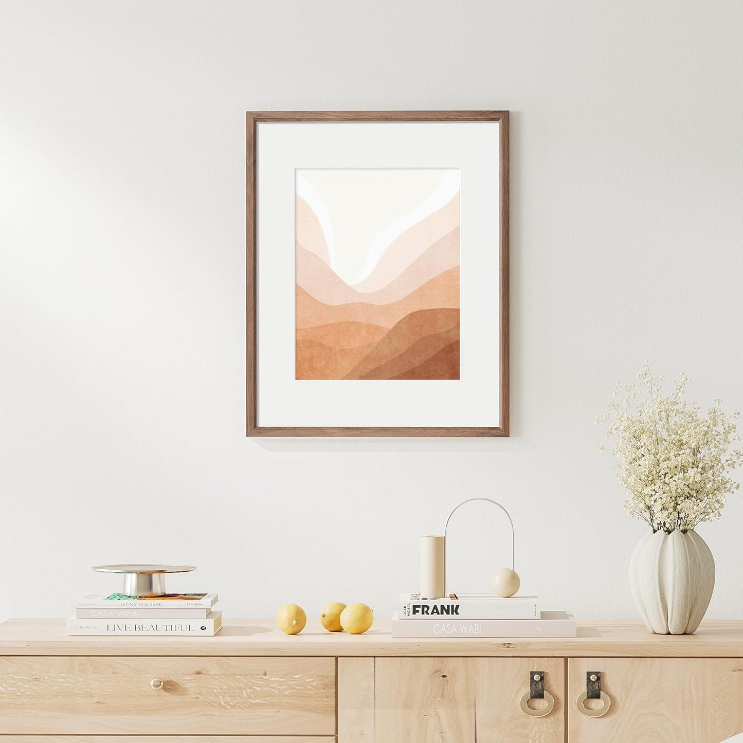 16x20 Picture Frame Set of 4 Natural Solid Walnut Photo Frames with 11x14 Removable Mat Wall Hanging Large Handcrafted Frame with HD Plexiglass Wall and Tabletop Display Large Poster Frame