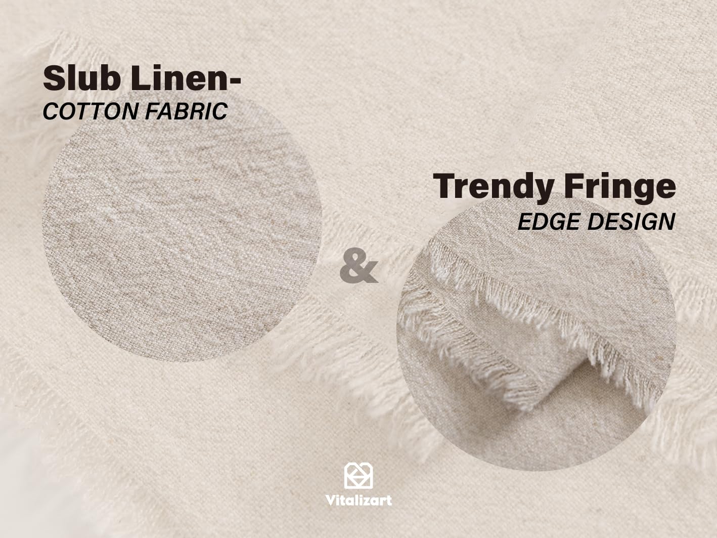 Vitalizart Beige Slub Cotton Linen Table Runner – Rustic Home & Dining Decor for Wedding, Holiday, and Parties (14 x 120 Inches)