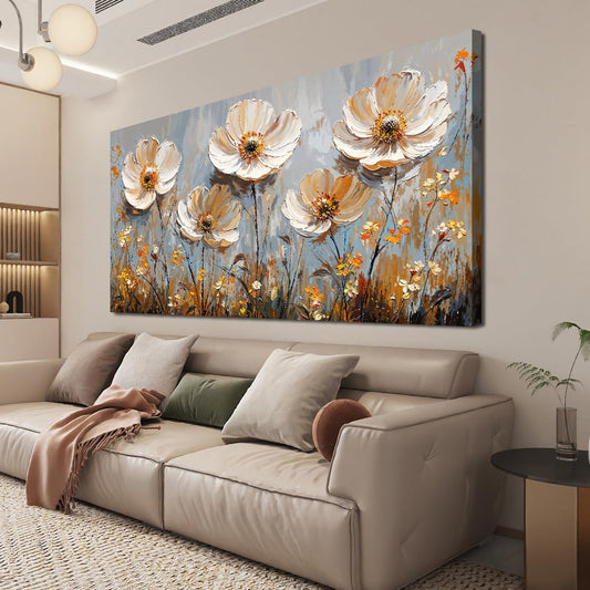Canvas Wall Art Decor Art Work for Wall Decor Vintage Gold Wall Art Prints Wall Art Pictures for Living Room Nature Flower Wall Art Decorations Field Artwork for Walls Bedroom Office Decor 20" X 40"