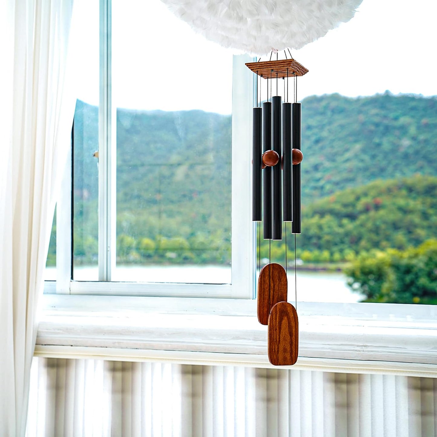 Wind Chimes for Outside Deep Tone, 36in Sympathy Wind Chimes Outdoor Clearance, Gifts for Mother's Day and Christmas, Outdoor Decor for Garden, Patio, Yard（Wood Wind Chime, Black）