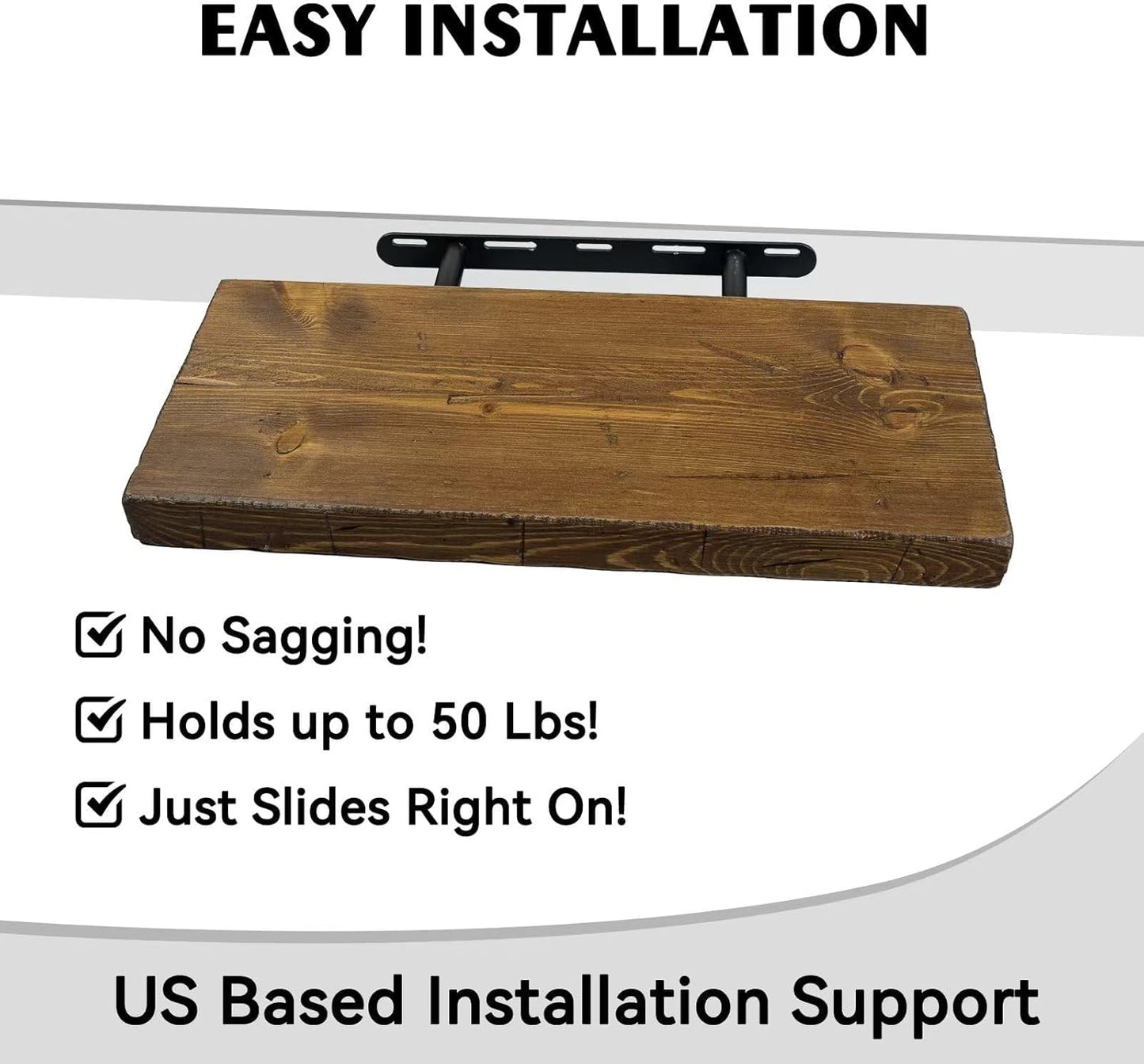 BGMG Wood Floating Shelves for Wall 18 inch, Distressed, Rustic Wooden Wall Mount Shelves for Bathroom Living Room Bedroom Kitchen Farmhouse Set of 2-18x6.7x1.25 inch-Distressed Walnut