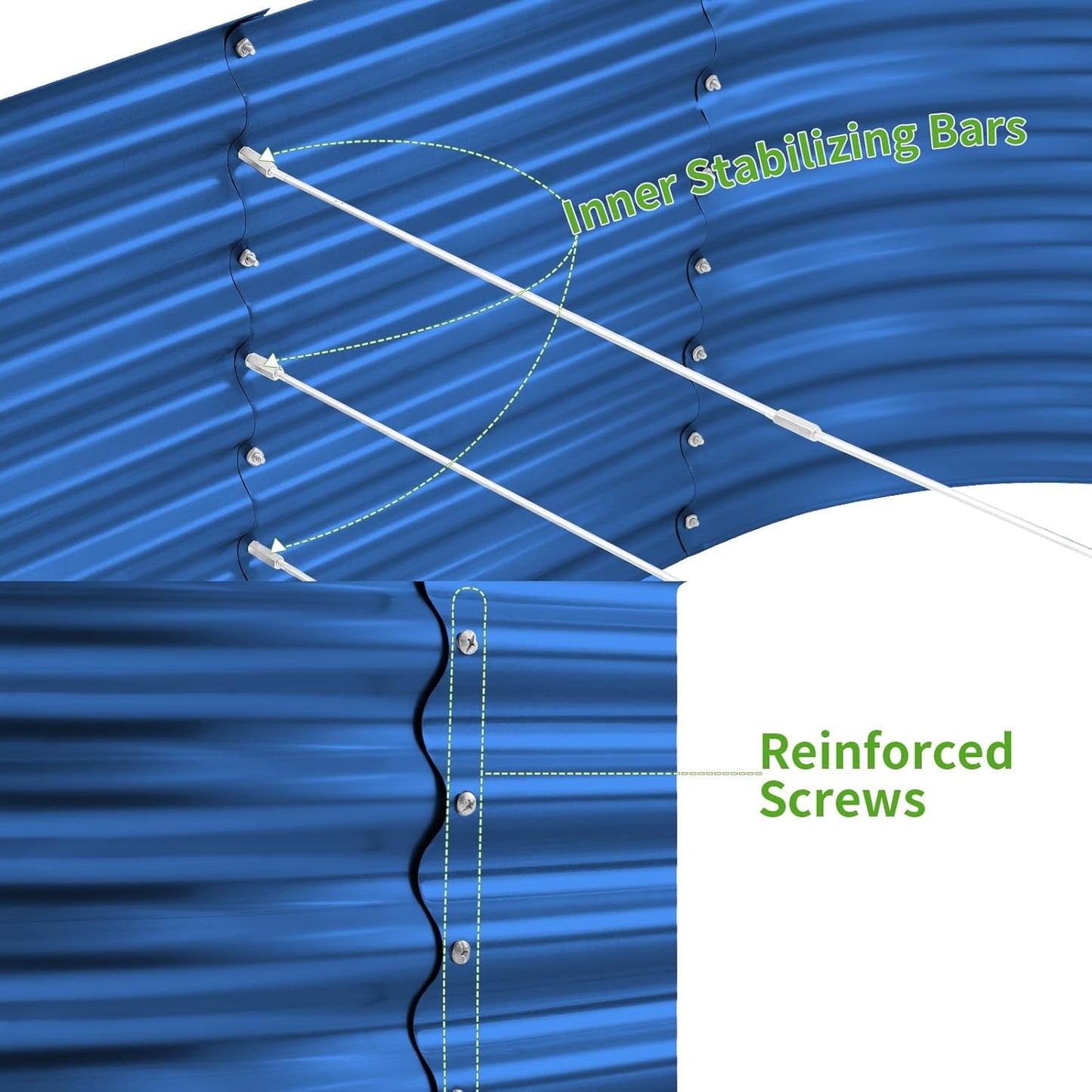 Land Guard 8x4x3ft Oval Galvanized Raised Garden Beds, Large-Capacity Metal Planter Box Outdoor, Durable Deep Raised Garden Bed 3ft Tall, Raised Beds for Gardening Vegetables, Royal Blue