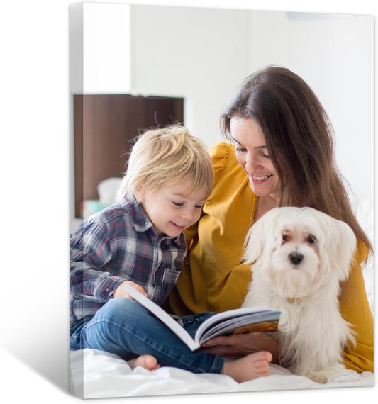 Custom Canvas Prints with Your Photos- Personalized Print Canvas Pictures, Custom Wall Art Gift for Living Room, Bedroom, Wedding Family Baby Pets Framed 16 x 20 inche