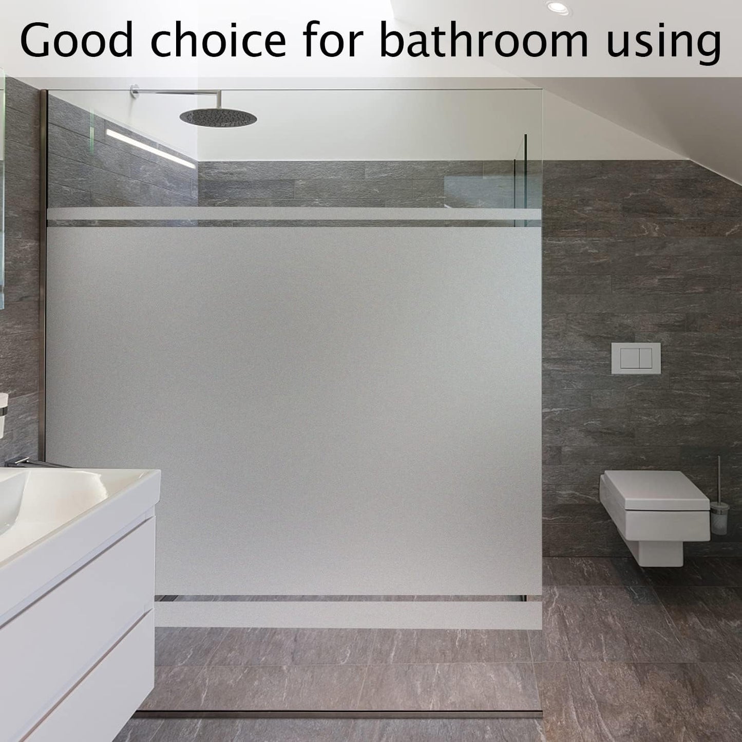 HIDBEA Frosted Window Privacy Film Heat Control UV Blocking, Static Cling Non-Adhesive Reusable Door coverings for Bathroom Home Office (Frosted 45.2 Inch x 6.5 Feet)