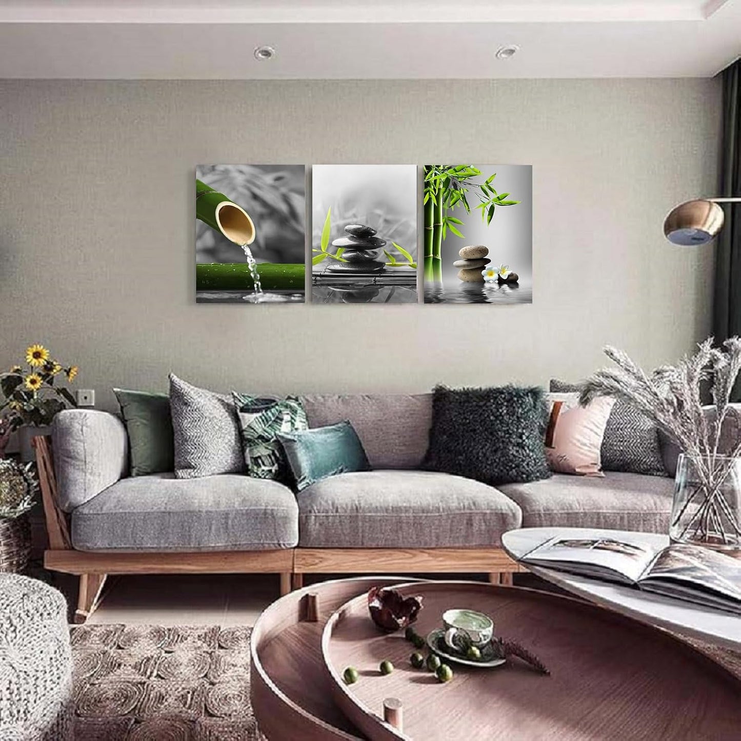 Yxbhhym- Bathroom wall art Black and White Zen Wall Art Gray Green Room Decor Zen Poster Canvas Pictures Zen Artwork for Spa Living Room Wall Art Kitchen Bedroom Decor Home Framed Prints Art