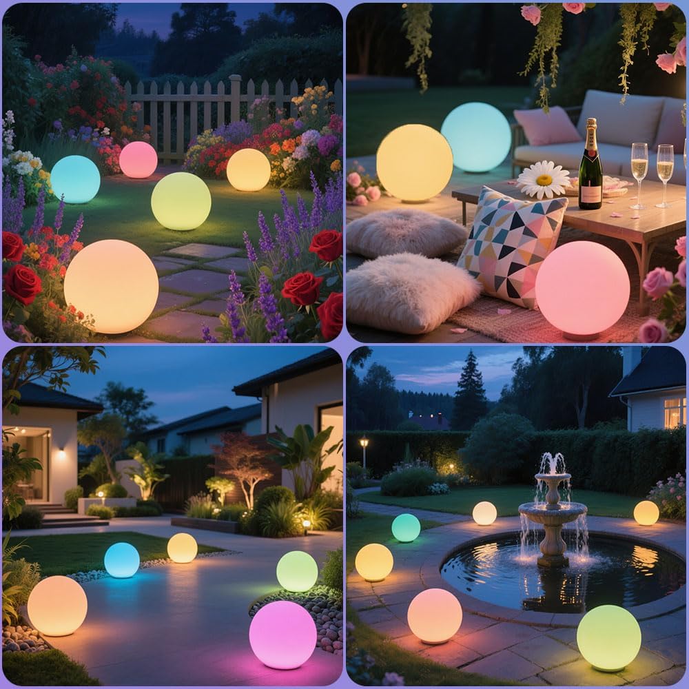 8-in Solar Globe Light Outdoor, Waterproof Solar Ball Light for Outside w/Remote, 16 RGB Color Changing Glowing Orb Lamp Landscape Lighting Mood Lamp w/Ground Stake for Garden Patio Yard Pathway Decor