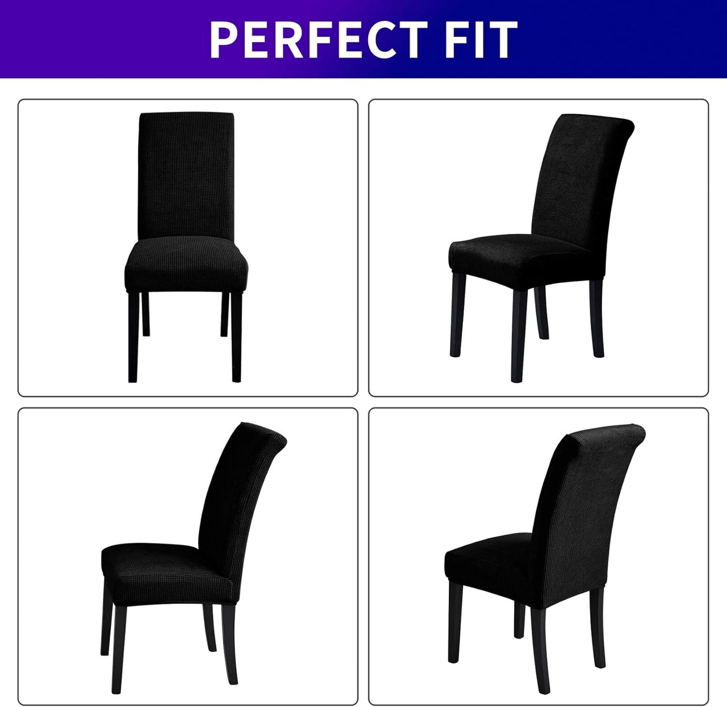 Howhic Stretch Chair Covers for Dining Room Set of 8, Removable Washable Dining Room Chair Covers, Dining Chair Slipcovers Seat Protector, Great Decor for Home and Banquet (Black, 8 Pack)