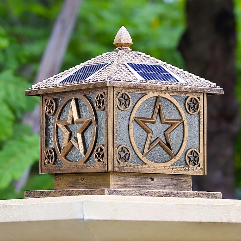 Solar Post Cap Light Modern Outdoor Fence Deck Column Cap Lamp Fence Deck Pillar Lantern Outside Housing Patio Landscape Lighting Flat Surface Posts Garden Decor IP65 Waterproof Entrance Pathway Lamps