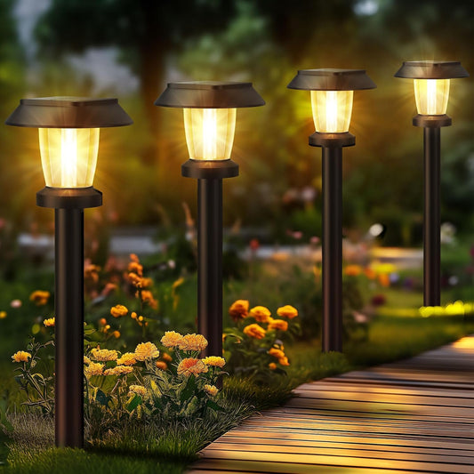 ALEPOD Solar Pathway Lights Outdoor - 6 Pack Solar Powered Garden Lights Waterproof, Decor Landscape Lighting with Three Lighting Modes for Yard, Lawn, Walkway, Driveway, Warm White
