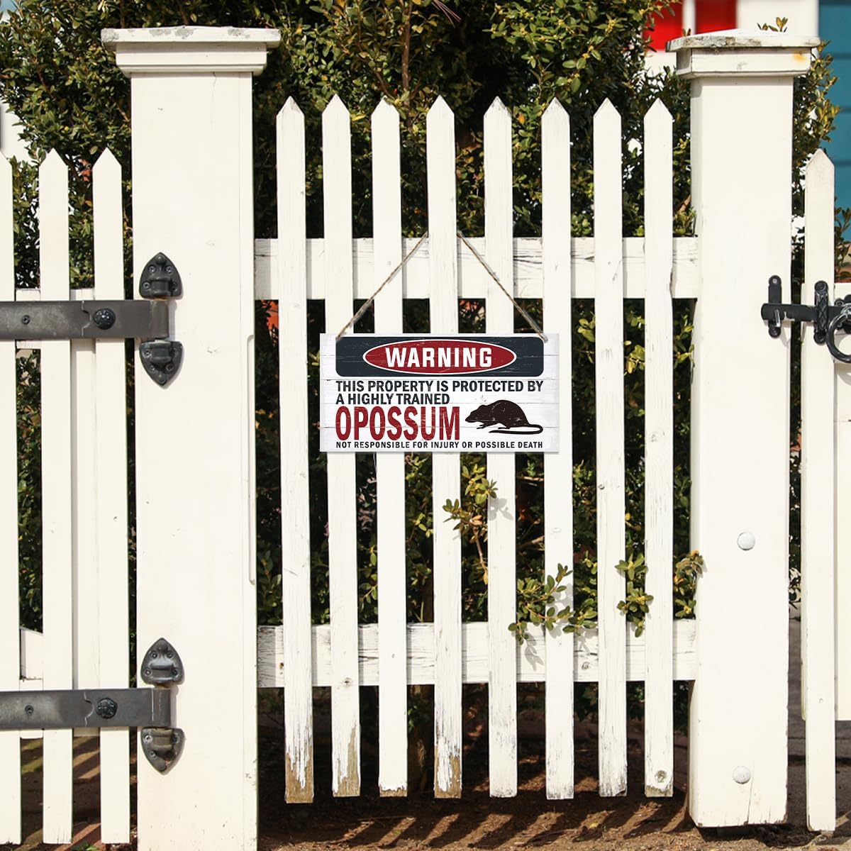 Warning Sign, Opossum Warning Wood Plaque Sign, Funny Door Signs, Decorative Wood Hanging Suspension Plaque, Farmhouse Wooden Wall Decor, Outdoor Hanging Wooden Signs