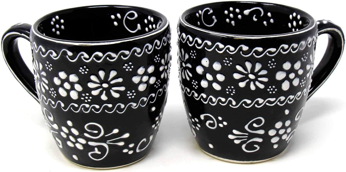 Encantada Handmade Hand-Painted Authentic Mexican Pottery Mugs (1-Pack, Ink)