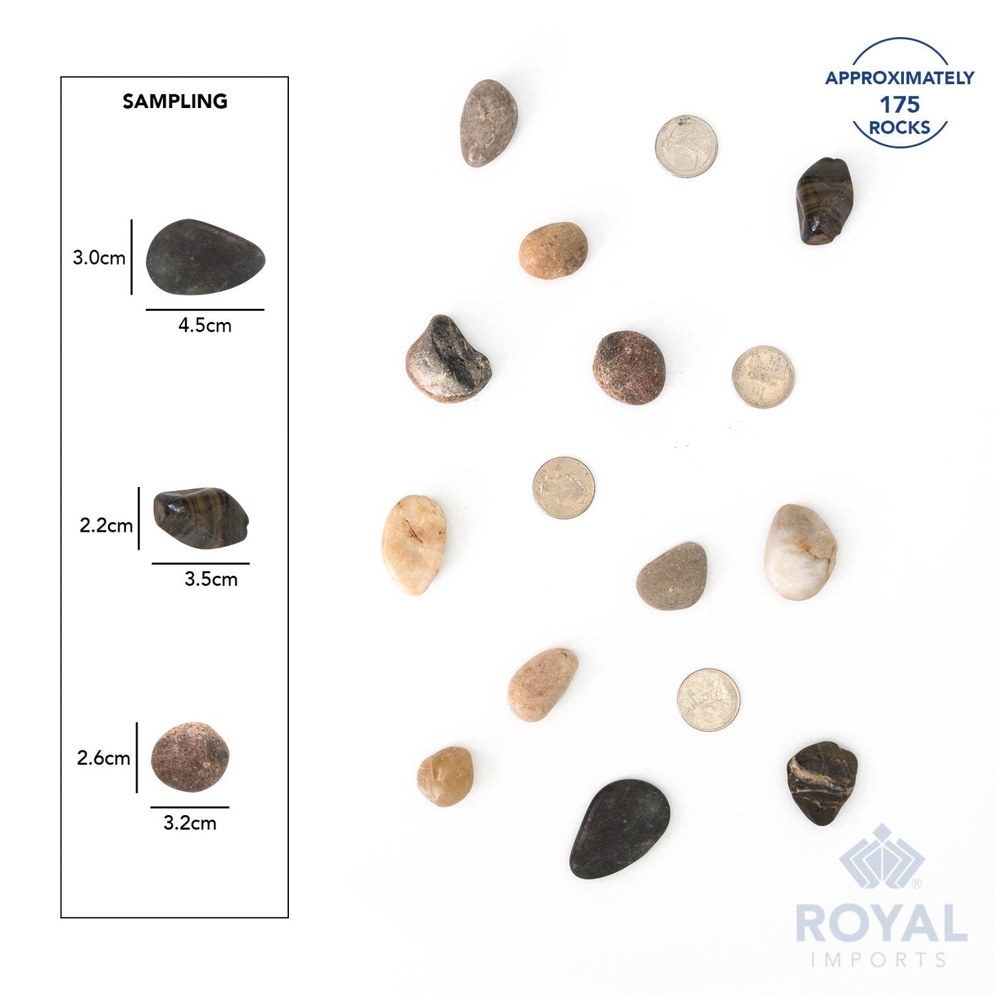 Royal Imports 5LBS River Rocks Decorative Ornamental Pebbles, Garden Landscaping Stones, Gravel Filler for Plants, Vases, Succulents, Home Decor, Aquariums, Crafting, Animal Habitat - Large Natural