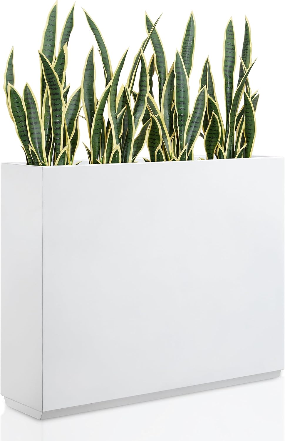 Metallic Heavy Planter for Outdoor Plants, 38Lx10Wx30H Inches Tall and Long Metal Divider Planter Box with for Outside & Indoor, Seamless (White)