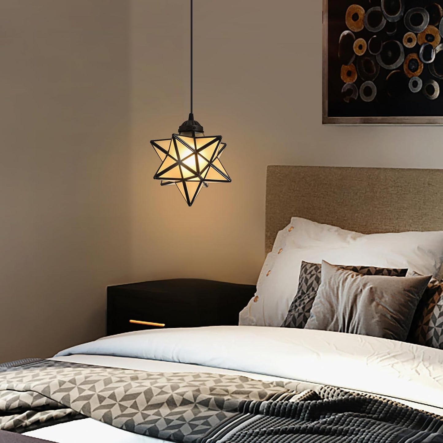 Frosted White Glass Pendant Lights for Kitchen Island Dining Room Light Fixture Chandelier Hanging Lighting with Warm Light Bulb