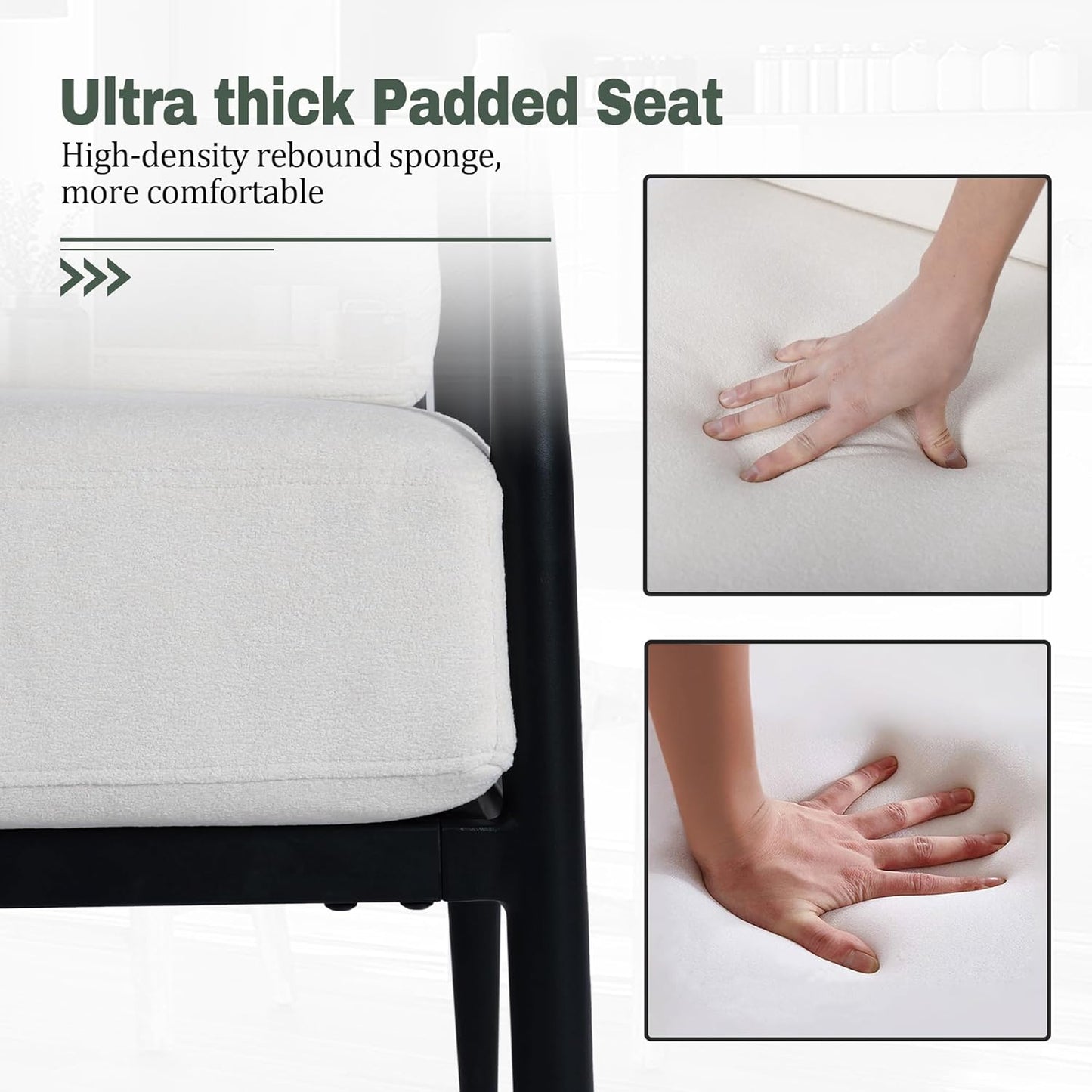 Modern Accent Chair for Living Room Bedroom Mid Century Arm Chair Upholstered Office Accent Chair Comfy Waiting Room Chair with Metal Frame, Cream White