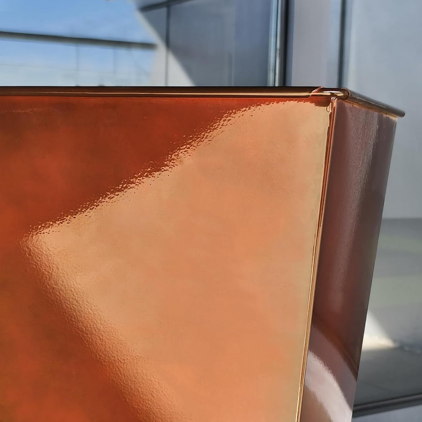 KOL 25''H. Galvanized Steel Planter with Saucer, Tall Glazed Planter Pots for Indoor & Outdoor Use, Set of 2, Decorative Flower Plant Pots with Drainage Hole for Porch, Patio, Deck - Reddish Brown