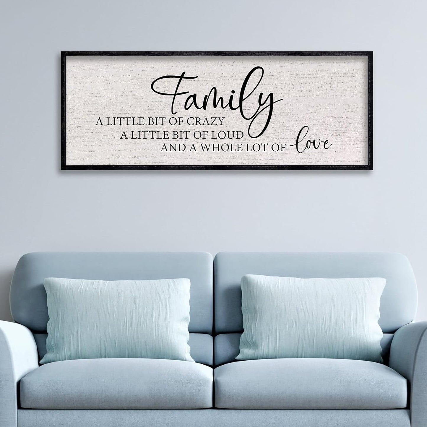 LuZhiQiang Family A Little Bit of Crazy Sign Wall Decor 40"x15" Large Family Signs Wood Framed Hanging Wall Art (Black)