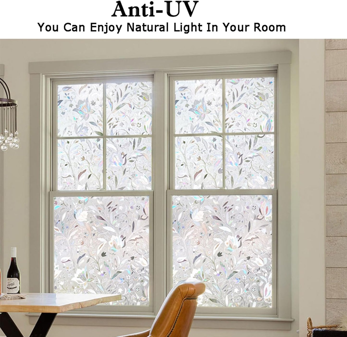 Kromapolis Window Privacy Film, Vinyl Glass Covering, Stained Decorative Film Frosted, Static Window Clings, Non-Adhesive, No-Glue (17.5 x 78.7 inch)