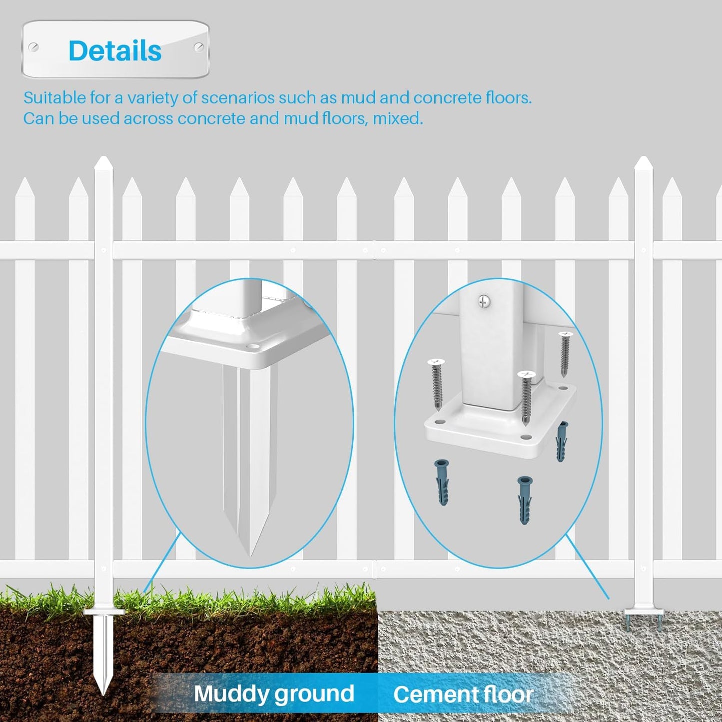 Patio 2 Sets Vinyl Picket Fence Panels 30" H x 84" W White PVC Decorative Fence for Front Yard Porch Patio Deck Pool Air Conditioner Fence Safety Dog Fence (34 Pickets, Straight)