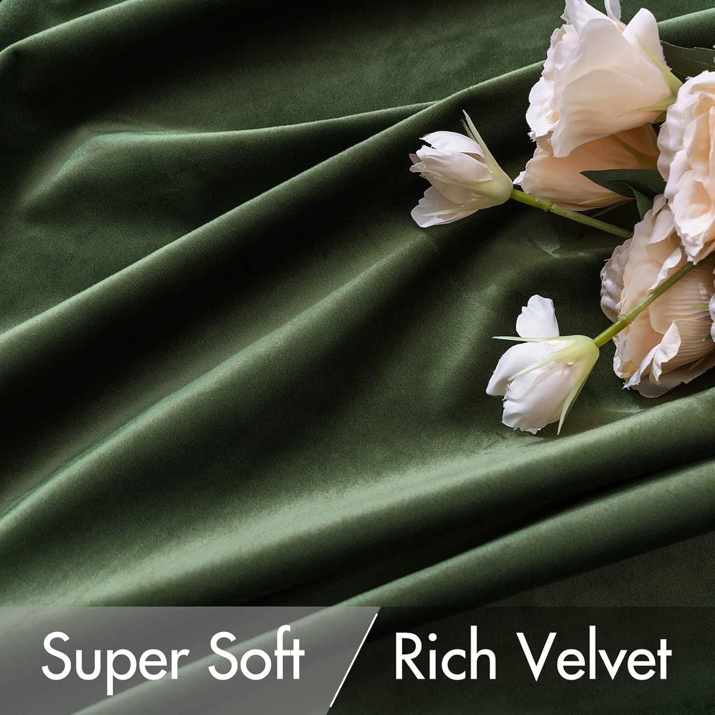 MIULEE Olive Green Velvet Curtains 102 inches 2 Panels - Pinch Pleated Luxury Room Darkening Curtains for Bedroom Living Room Thermal Insulated Super Soft Window Drapes Rod Pocket, W52 x L102 inch