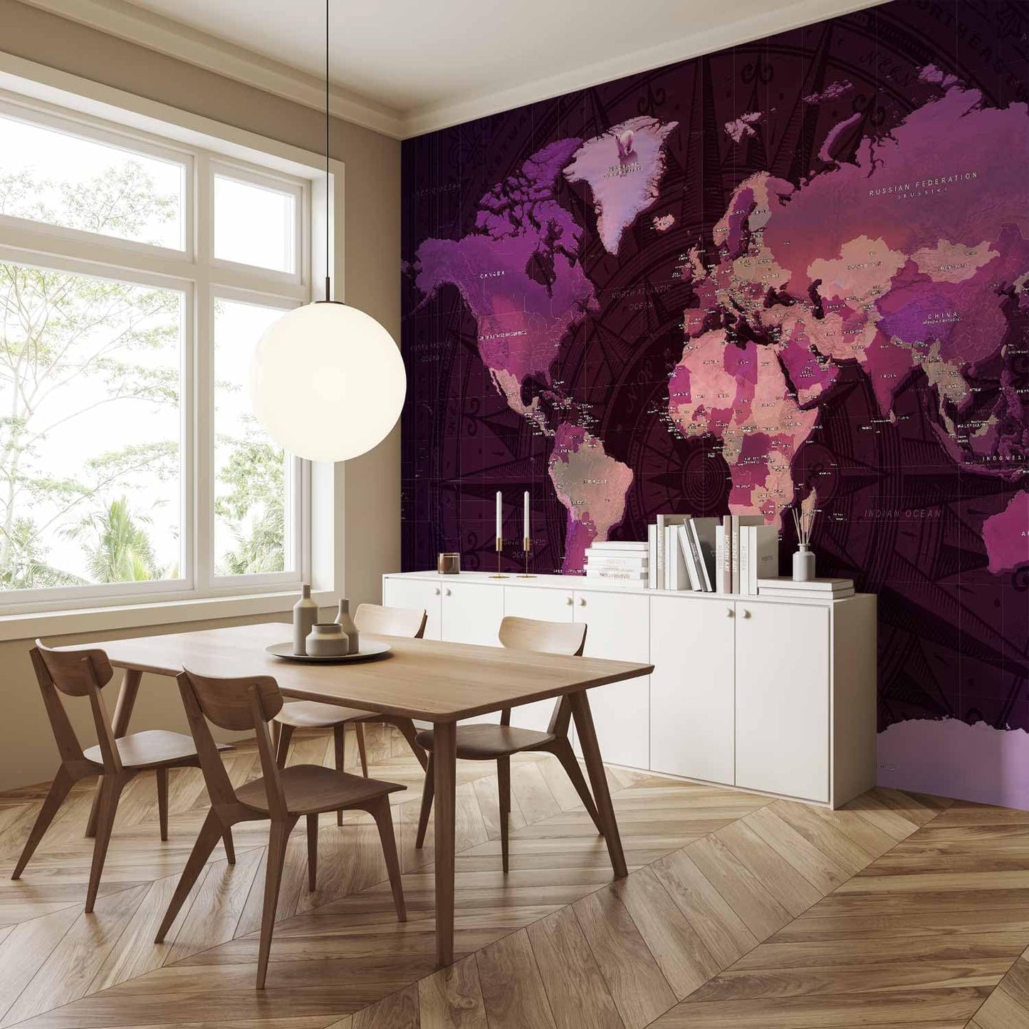 artgeist Premium Wall Mural World Map 118x83 in - XXL Non-Woven Wallpaper Fleece Wall Decor Photo Print Picture Image Design Home Map of The World k-A-0273-a-a