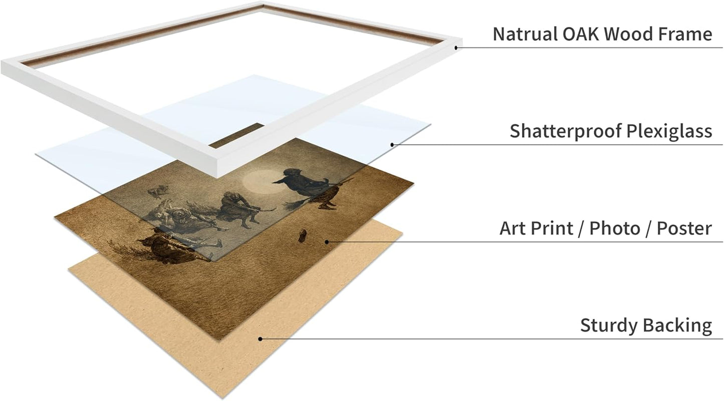 Poster Master Vintage William Holbrook Beard Poster - Retro Occult Print - Gift for Gothic, Horror Fan - The Witches Ride, Pagan, Goth, Magic - Wall Decor for Bedroom, Dorm, 8x10 White Framed