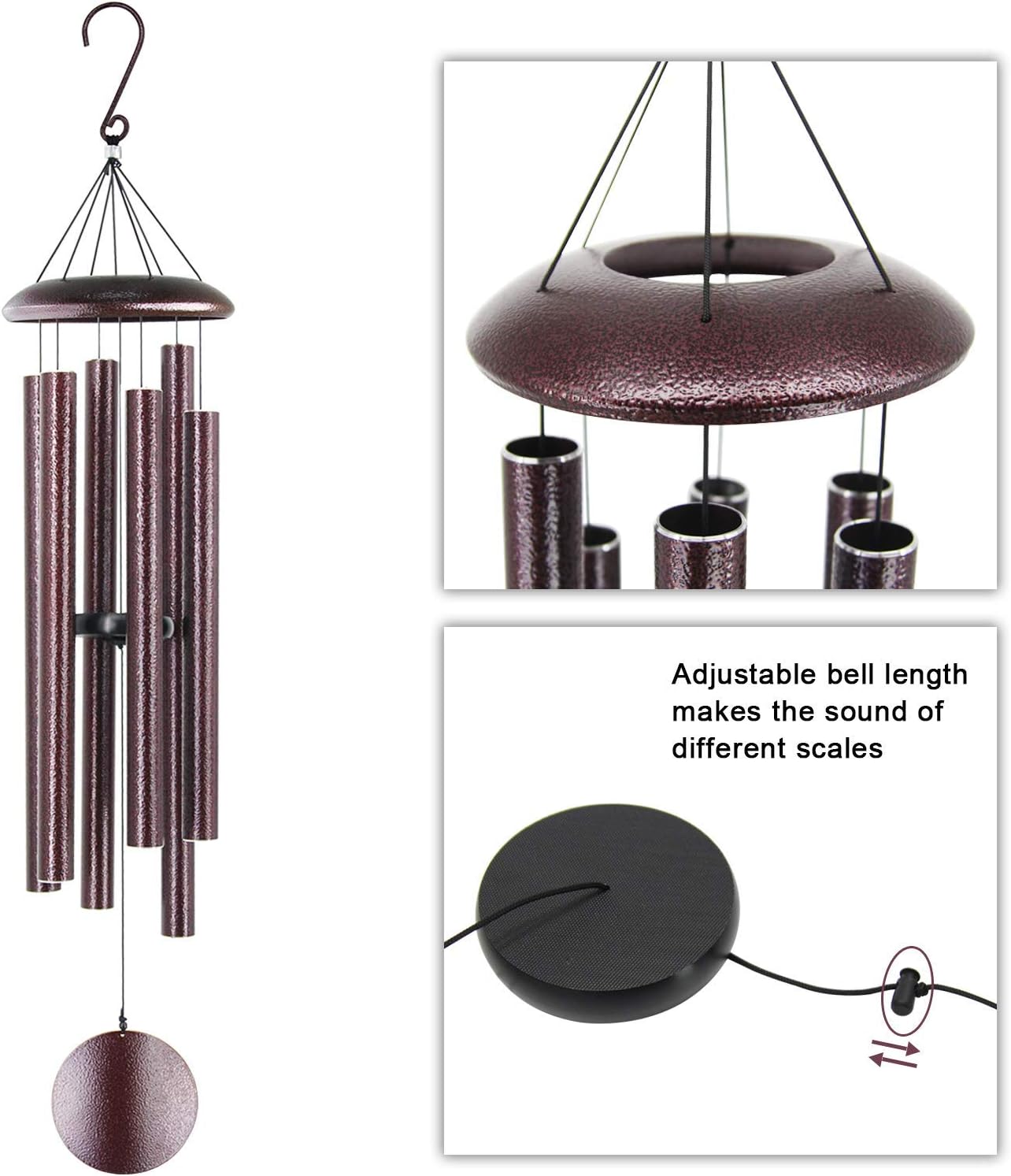 ASTARIN Outdoor Wind Chimes, 45 in Memorial Chimes with 6 Heavy Tubes, Large Deep Tone for Garden Hanging Decor, Sympathy Gifts. Bronze