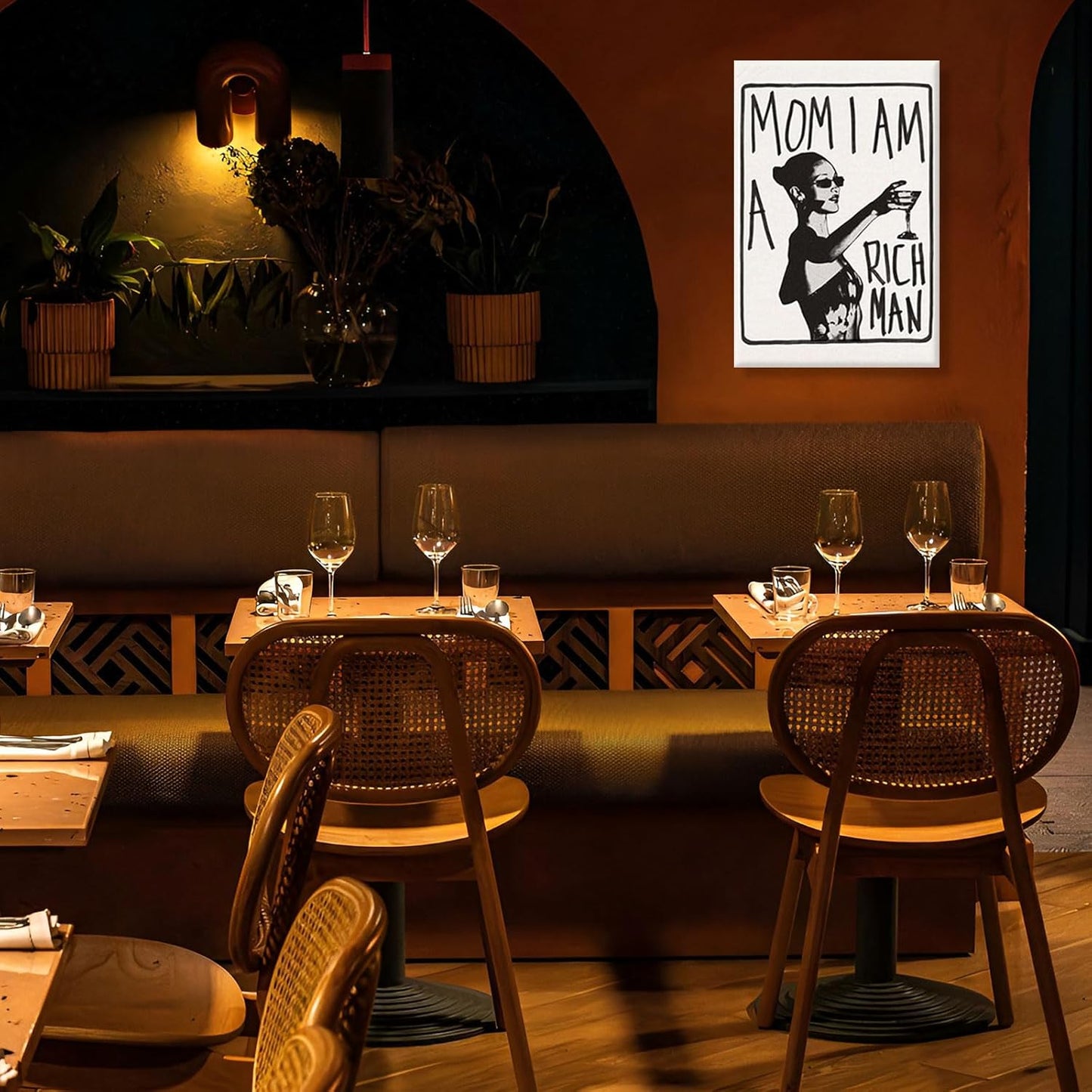 Mom I Am A Rich Man Aesthetic Retro Music Goblet Poster Feminist canvas Wall Art Vintage Bar Cart Wall Decor Preppy Dorm Decor Unique Wall Art prints painting 16x24in Framed