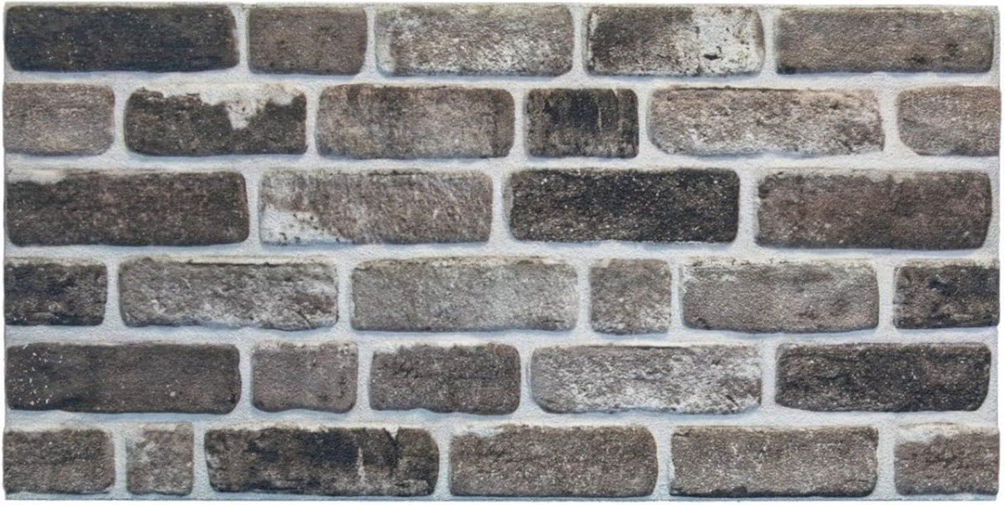 Dundee Deco 3D Wall Panels Faux Brick - Cladding Grey Black Stone Look Wall Paneling, Styrofoam, Sample, Size 10 x 10 in.