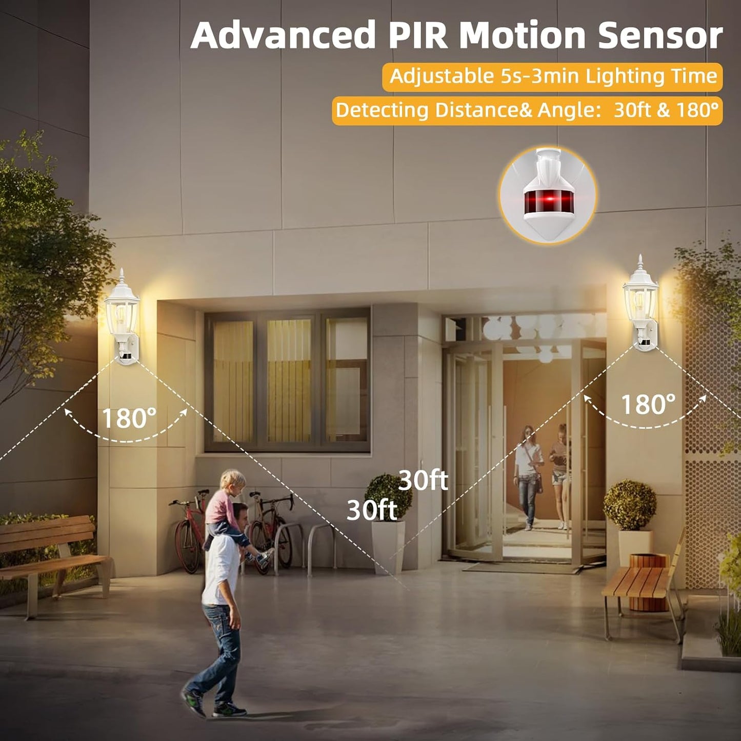 Lamomo Outdoor Wall Sconce, Dusk to Dawn Motion Sensor Light Fixtures, Exterior Aluminum Waterproof White Porch Lights for Patio Front Door Garage (1 Pack)