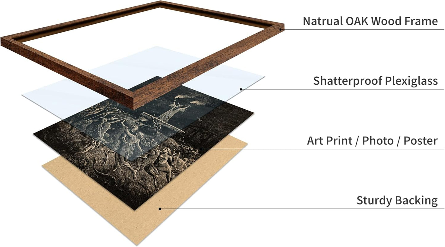 Poster Master Vintage Gustave Dore Poster - Retro Illustration Print - Gift for Gothic, Horror Fan - Dance of Sabbath, Witch, Magic, Spell - Wall Decor for Bedroom, Dorm, 8x10 Brown Framed