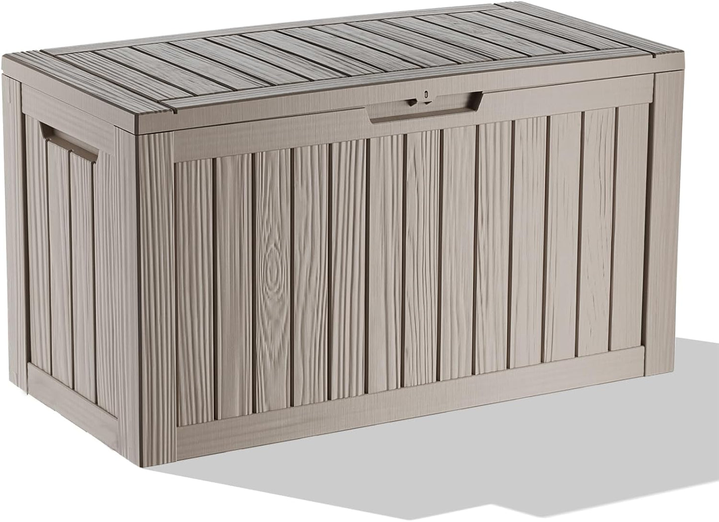 86 Gallon Outdoor Deck Box,Storage Lockable Waterproof Patio Furniture,Garden Tools,Cushions,Pool Accessories Outside Storage Resin Box(Grey)