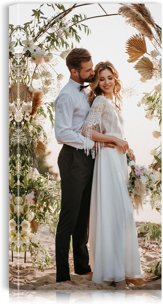 Custom Canvas Prints with Your Photos - Personalized Pictures Print, Customized Photo Gifts, Wall Art Poster Canvas Printing for Wedding, Family, Baby, Pets, Home Office Decor, Wrapped Frame