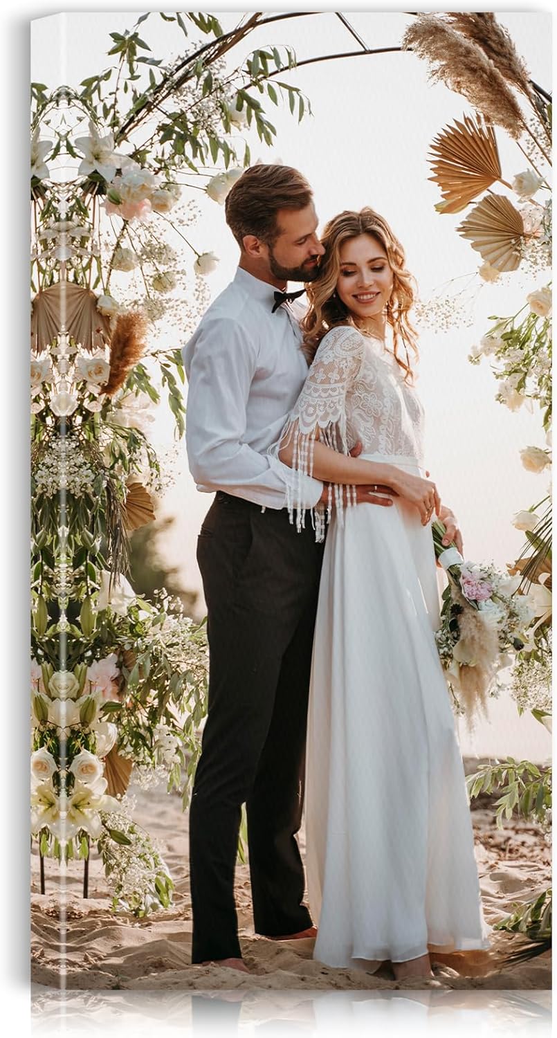 Custom Canvas Prints with Your Photos - Personalized Pictures Print, Customized Photo Gifts, Wall Art Poster Canvas Printing for Wedding, Family, Baby, Pets, Home Office Decor, Wrapped Frame 8x16
