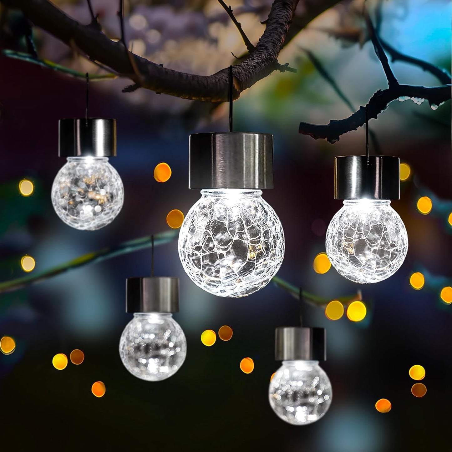 Solpex 12 Pack Hanging Solar Lights Outdoor,Solar Outdoor Lights Decorative, Solar Powered Waterproof Lights, Hanging Globe Light for Garden, Yard, Patio, Lawn, Flower Bed(Cold White)