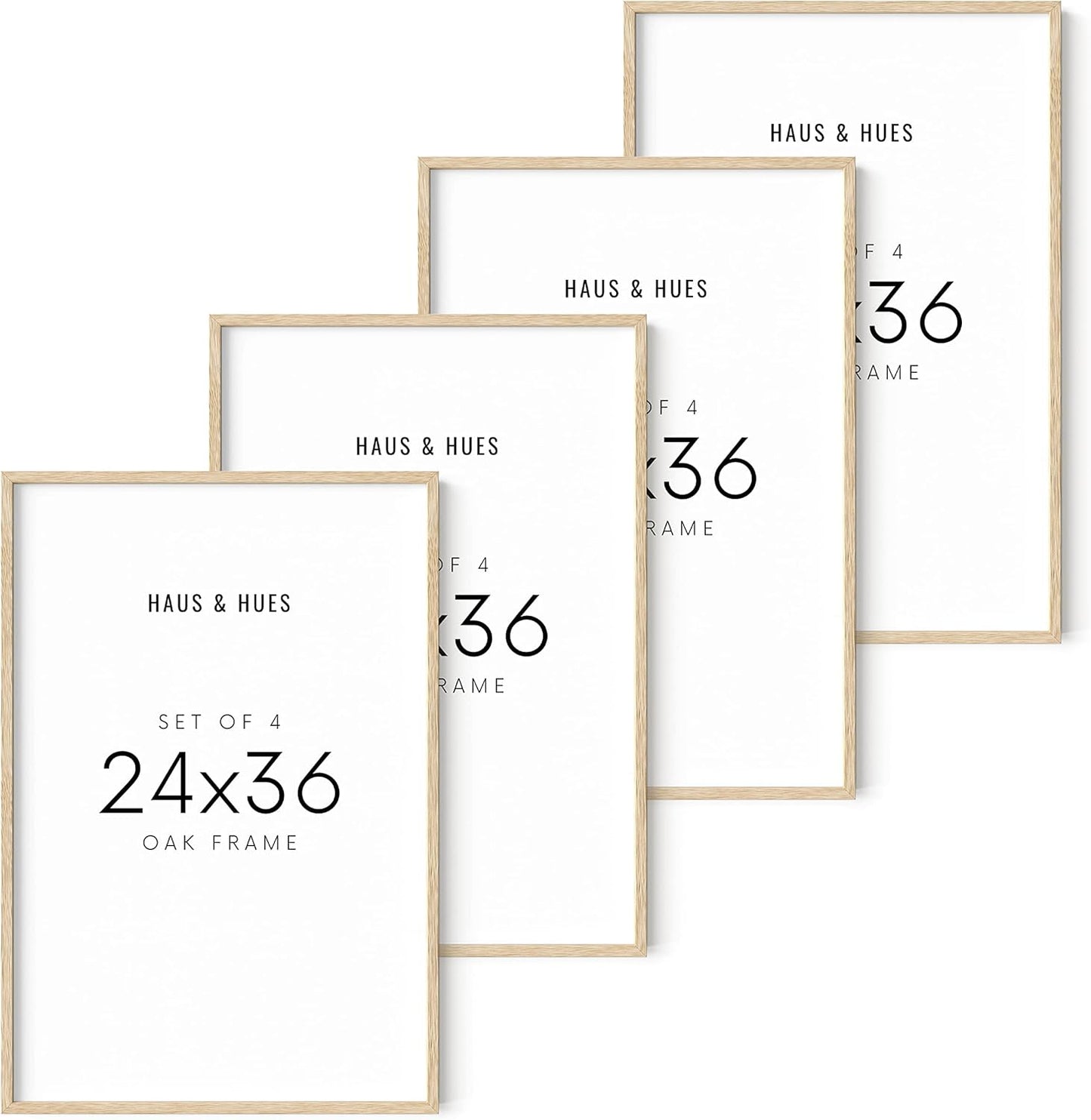 Haus and Hues 24"x36" Beige Oak Wood Frames Set of 4 - 24x36 Natural Wood Frames for Posters, 24x36 Frame Wood, 24x36 Poster Frames for Wall, 24x36 Frame Light Wood, Picture Frames 24x36 Picture Frame 24x36 Wood Frame 24x36 (Beige Oak)