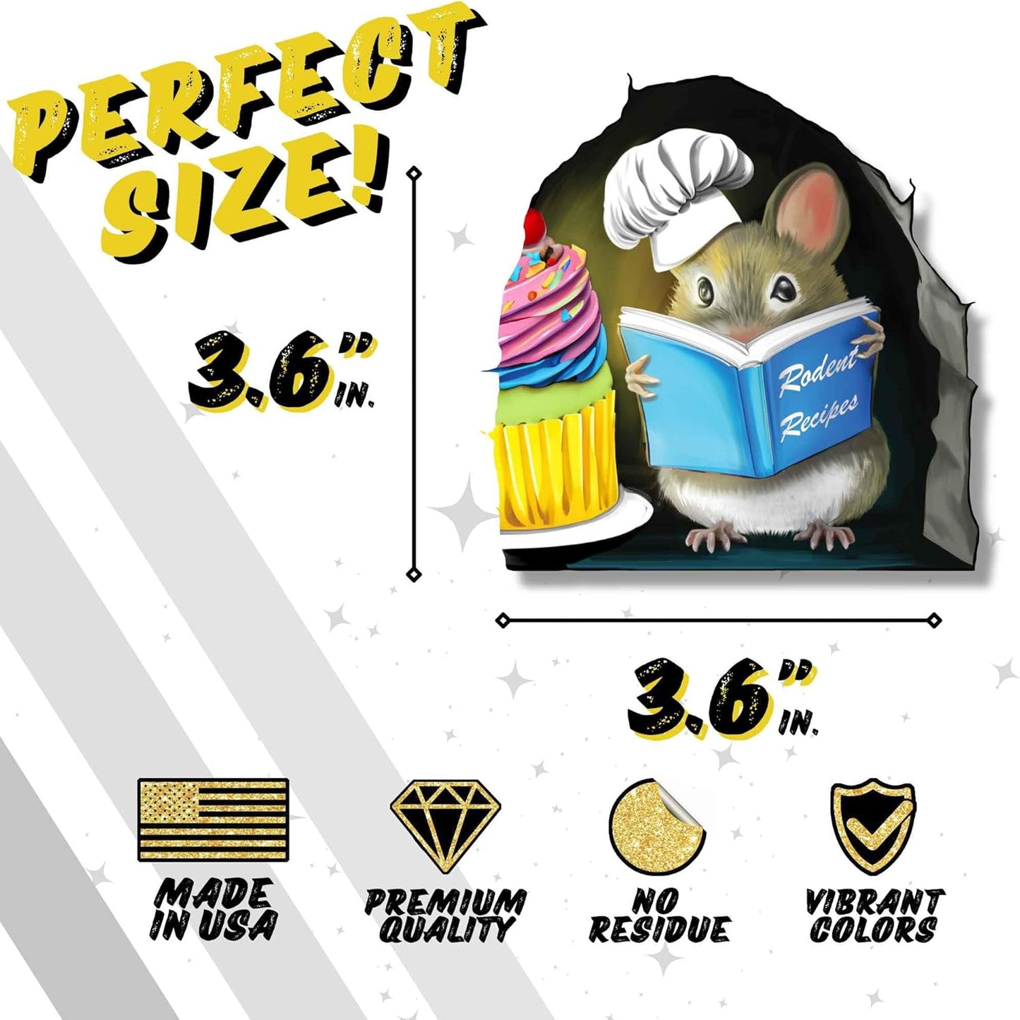 Adorable Pastry Mouse Reading Book Wall Sticker Decal – Kids Room, Classroom, Home Decor, Bookcase, Book Lover Gift, Children's Bedroom, Nursery, Cute Mouse, MICESTERPIECE