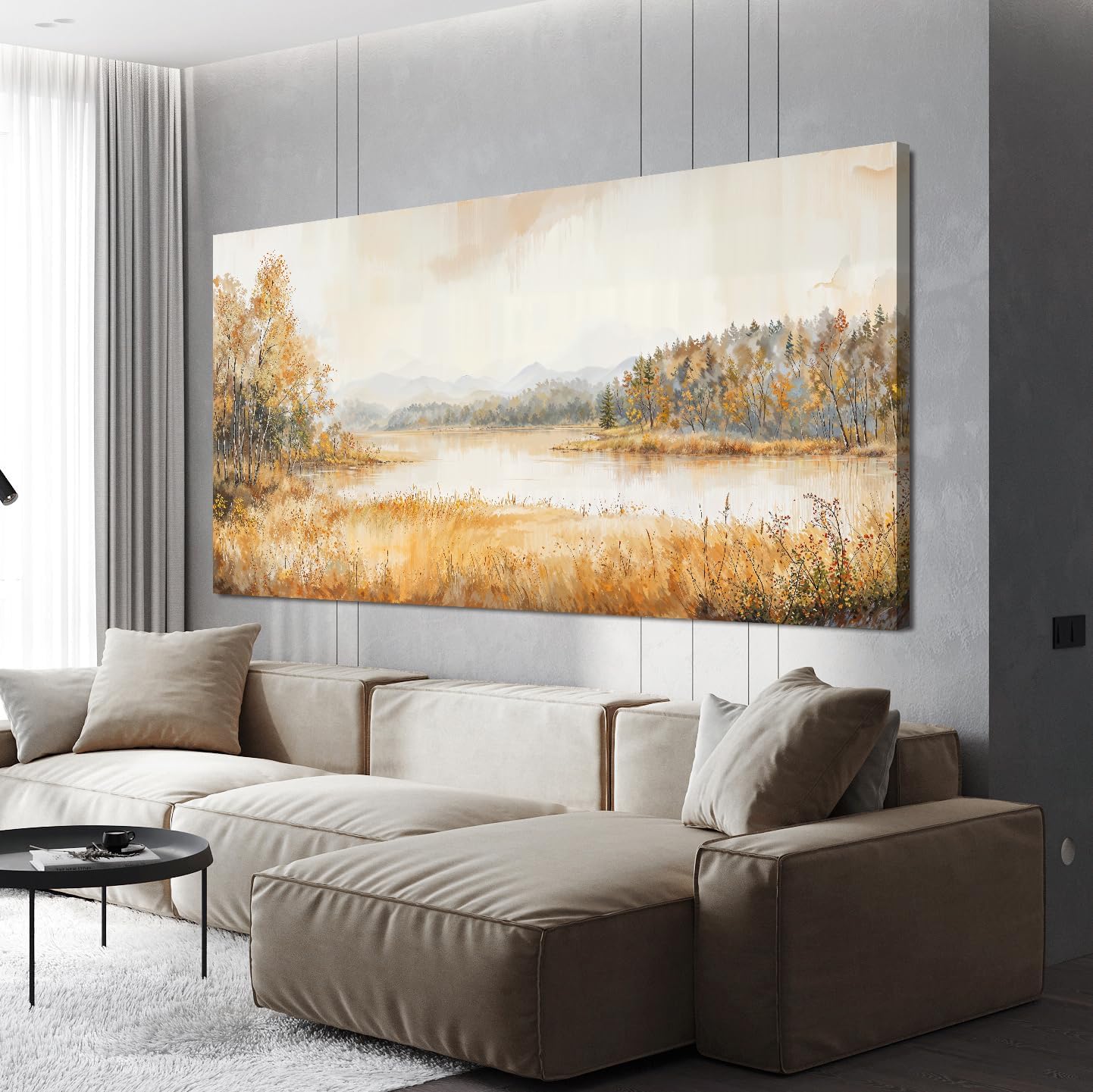 KUPTEU Canvas Wall Art Decor Large Wall Art Pictures for Living Room Coastal Landscape Wall Art Prints Art Work for Wall Decorations Artwork for Walls Bedroom Home Aesthetic Art Decor 24" X 48"