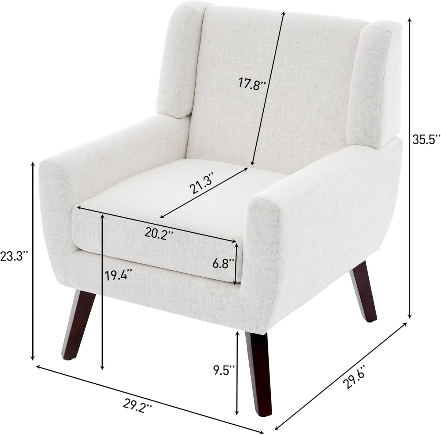 UIXE Accent Chair, Fabric Upholstered Armchair for Living Room, Comfy Arm Chair Single Sofa Bedroom Side Reading Seat - Flax Beige