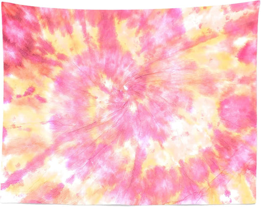 Loccor 8x6ft Tie Dye Tapestry Light Orange Watercolor Craft Dirty Tie-Dye Textile Abstract Chaotic Hippie Tapestry Wall Hanging for Living Room Bedroom Decor （Pattern Painted on Polyester Fabric）