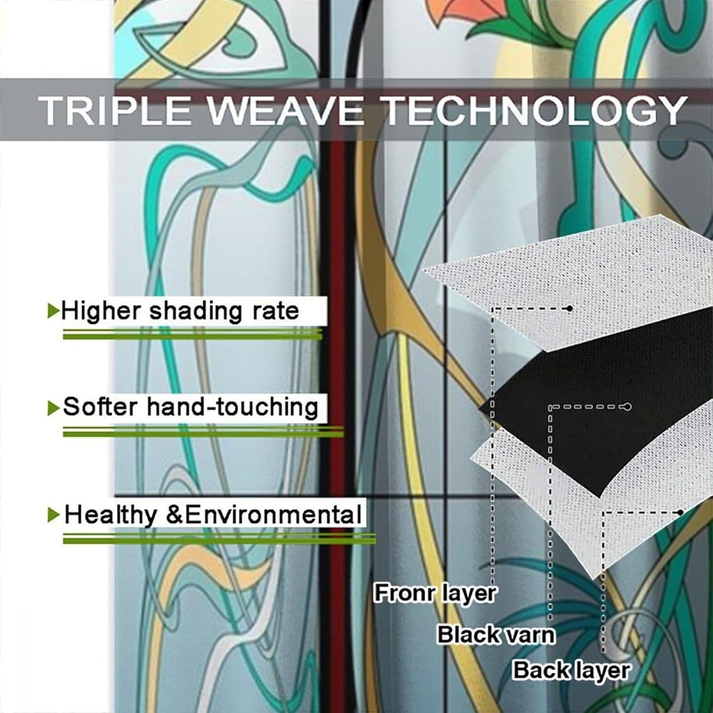 Stained Glass Curtains, Retro Mid Century Boho Abstract Art Home Decor Drapes for Bedroom Living Room Kitchen Window Treatment 2 Panels Set Total Size 63" W X 63" L Inch