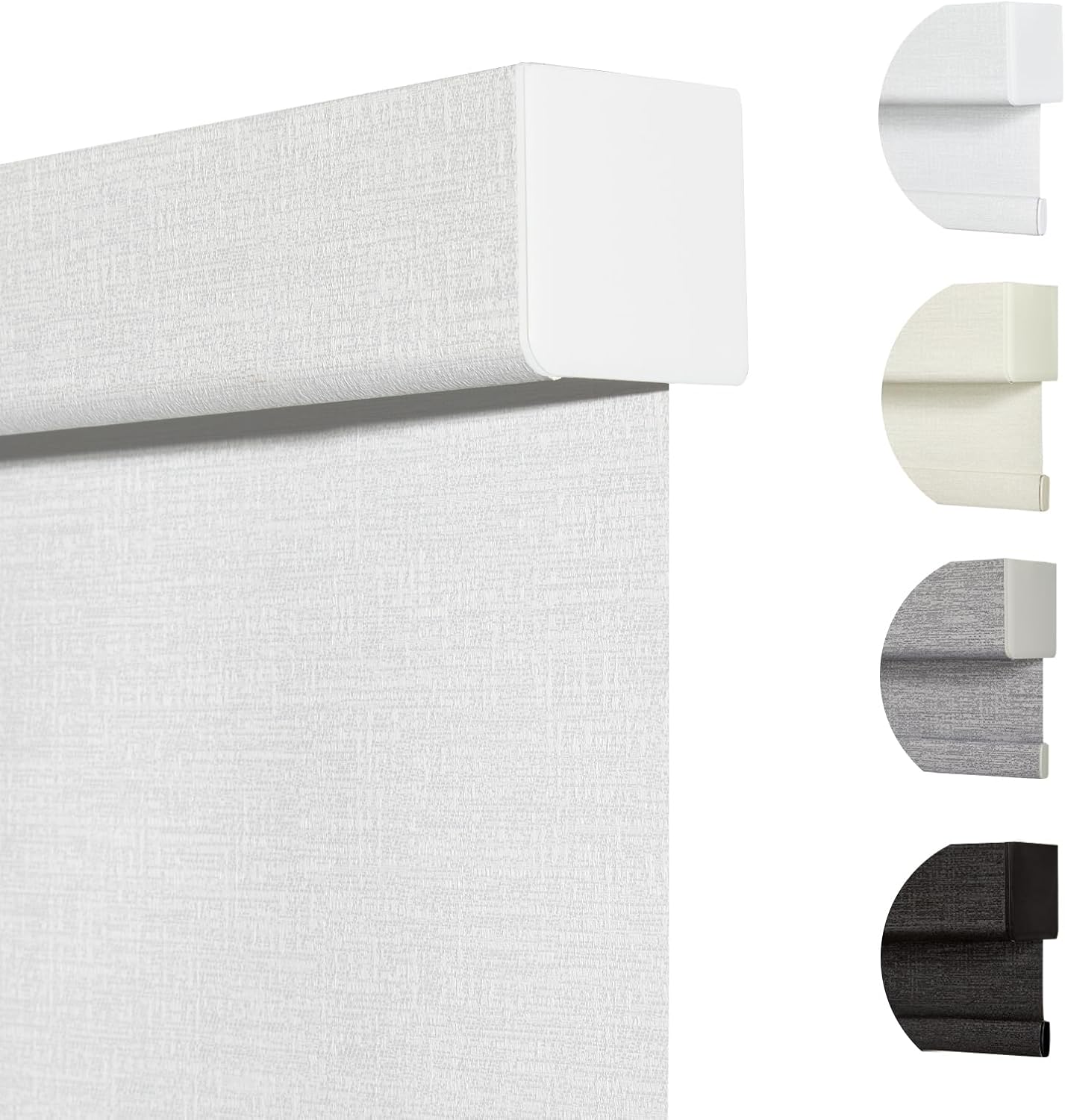 Persilux Blackout Roller Shades & Blinds Windows Shades Free-Stop Blackout Blinds with Jacquard Fabric,Cordless Blinds Pull Down Shades for Home, Easy to Install for Door/Office, White(35.5"W x 64"H)