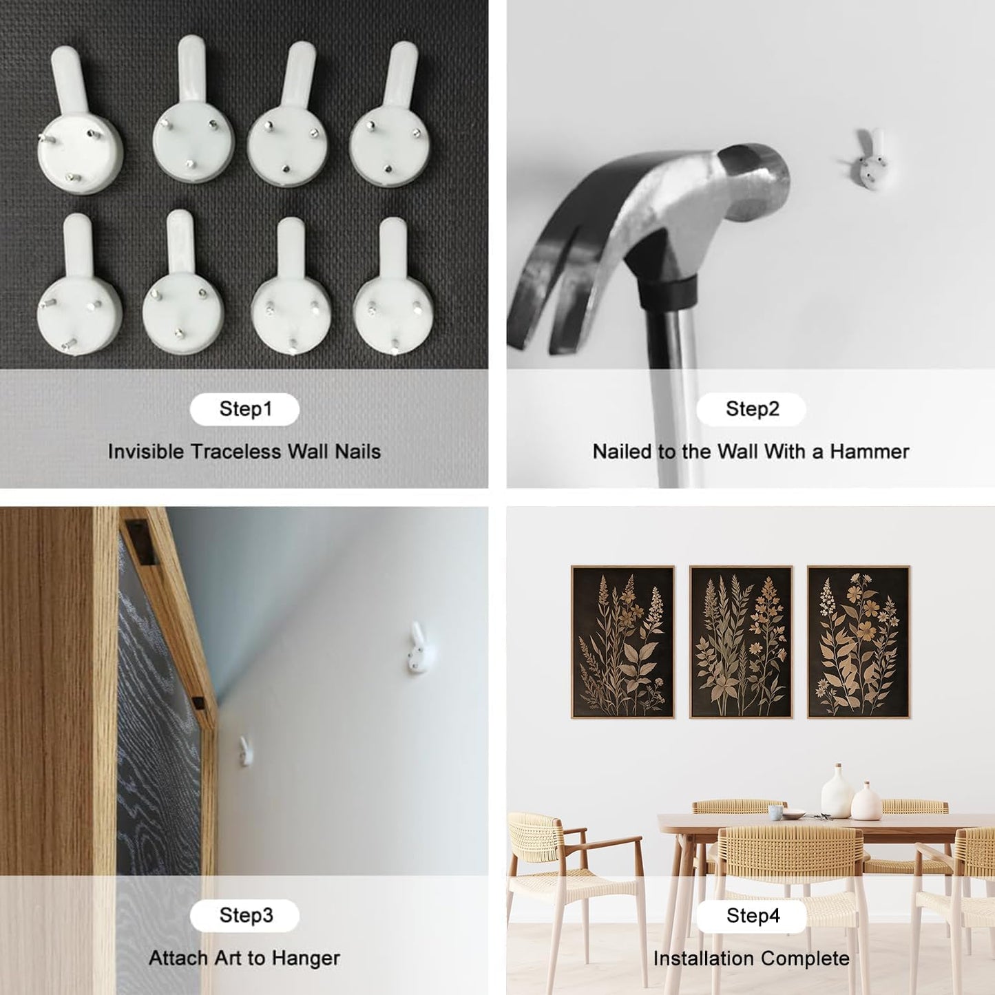 HLNIUC Vintage Botanical Fern Framed Canvas Wall Art Set,Black and Tan Plant Leaf Wall Decor,Netural Minimalist Herb Floral Art Print,Modern Farmhouse Wall Painting for Living Room,Bedroom - 16”x24”x3