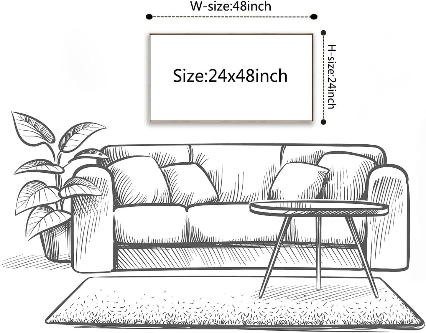 HUADAOART Wall Art Canvas Painting Abstract Wall Art Modern Art Wall Mural for Living Room Bedroom Print on Artwork Home Decor Framed 24x48inch (Blue)