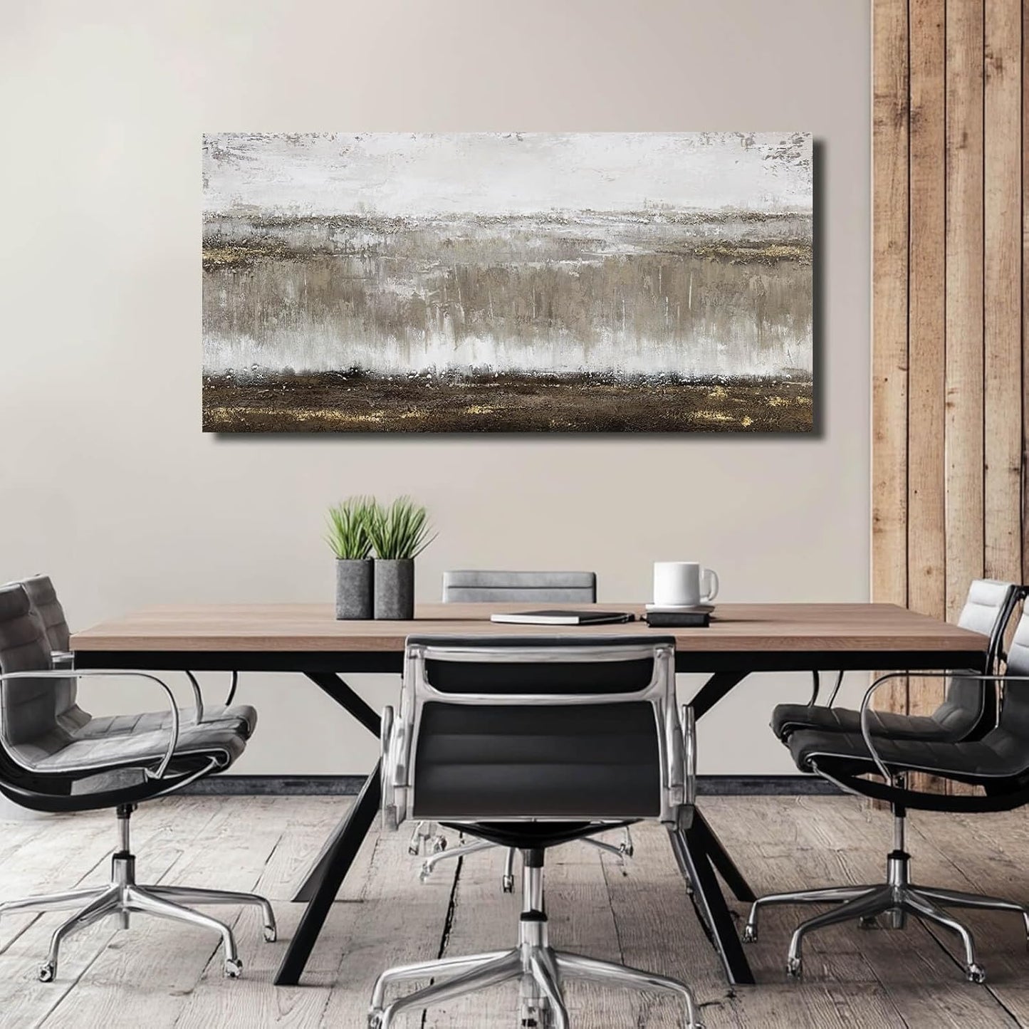 Black Painting Traditional Wall Decor Abstract Wall Art Large Pictures Grey Wall Decorations Vintage Walls for Living Room Dining Room 24"x48"