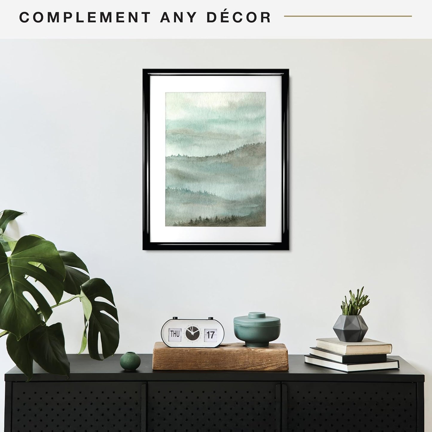 MCS Trendsetter 16x20 Matted Poster Frame with 12x16 Picture Display, Black Vertical & Horizontal Wall Hanging Large Picture Frame for Photos & Posters (1-Pack)